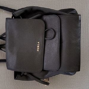 Furla black Leather backpack like new